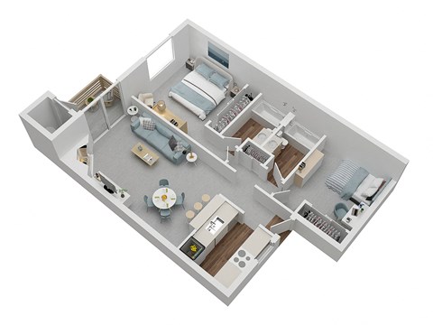 2 Bedroom 2 bath 903 sq ft 3D floor plan at Laurel Creek, Fairfield, CA, 94533